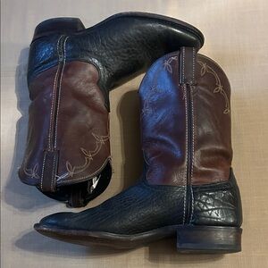 Men's J Chisholm Western Black and Brown Leather Boots